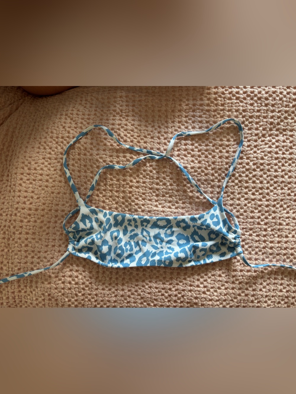 Blue Leopard Print Women's Bikini Top
